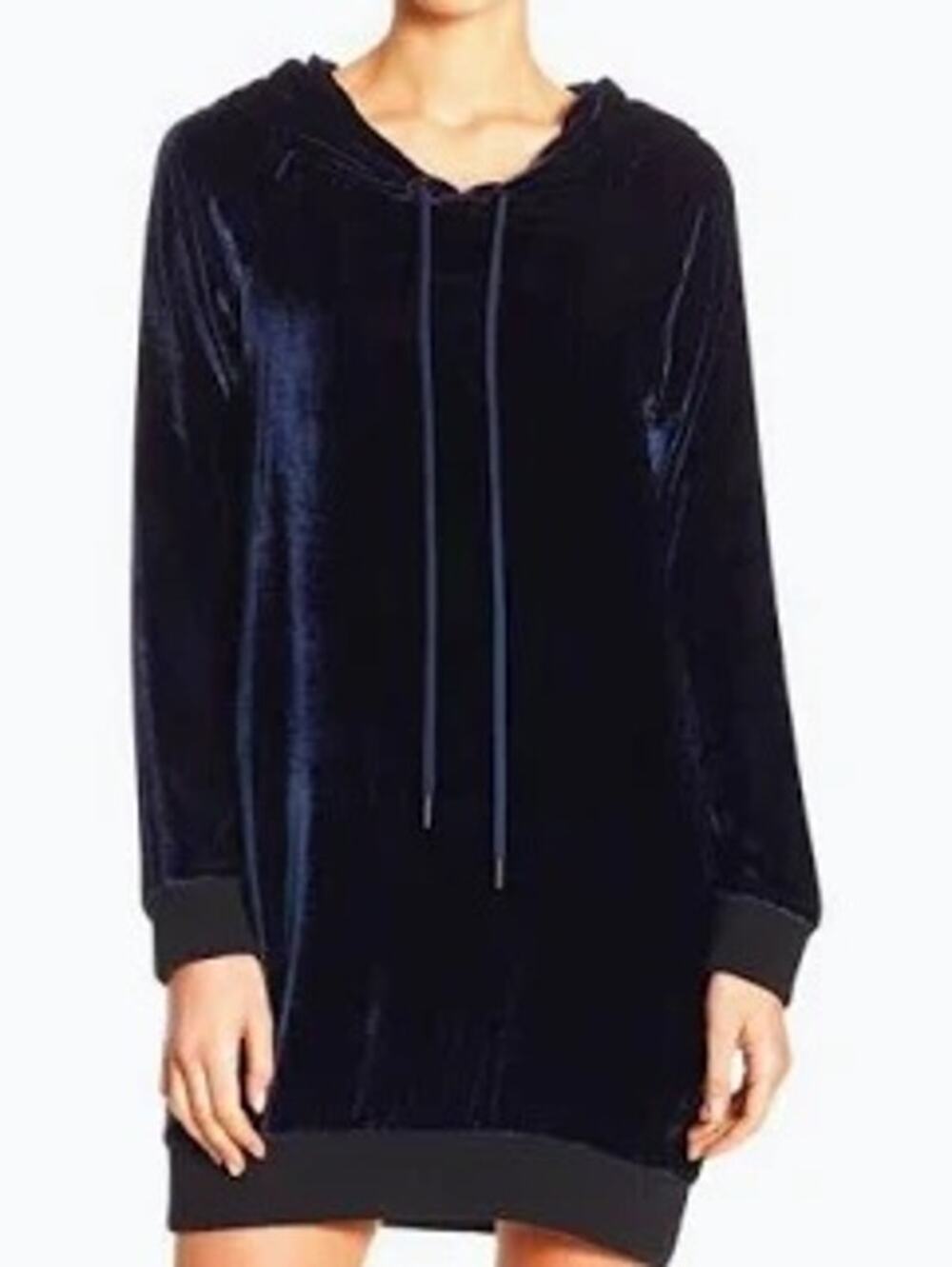 Alice + Olivia North Velvet Sweatshirt Dress Hooded Silk Royal Blue Womens Small